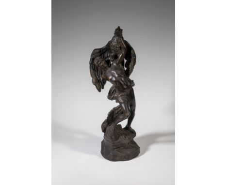 Jüngling auf Felssockel mit Adler kämpfend Haniroff (Entwurf), Friedrich Goldscheider, Wien, um 1908 Terrakotta, staffiert in