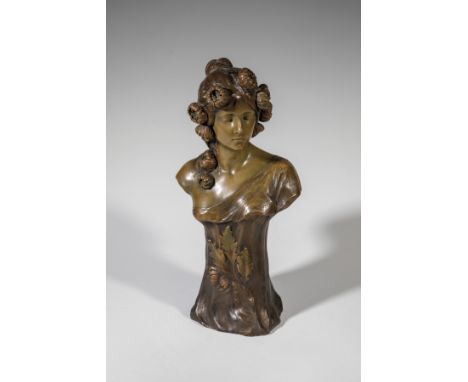 ''Immortelle'' (Mädchenbüste) Edouard Lemassi (Entwurf), Friedrich Goldscheider, Wien, um 1902/03 Terrakotta, in Bronzetönen 