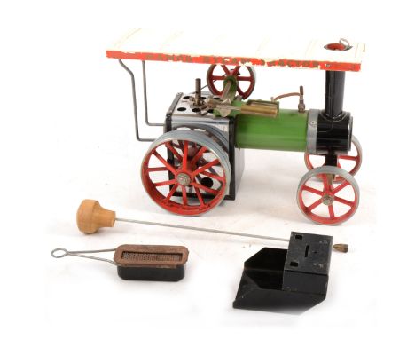 Mamod live steam showman's engine TE1, with burner and steering stick, not boxed.