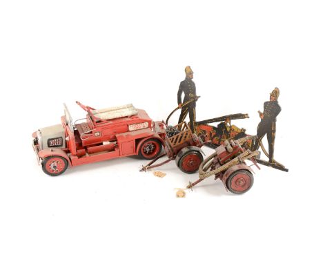 A scratch-built model of a Field Hay Stack fires engine, c1920, wooden construction, painted "Leicester City", 33cm long, alo