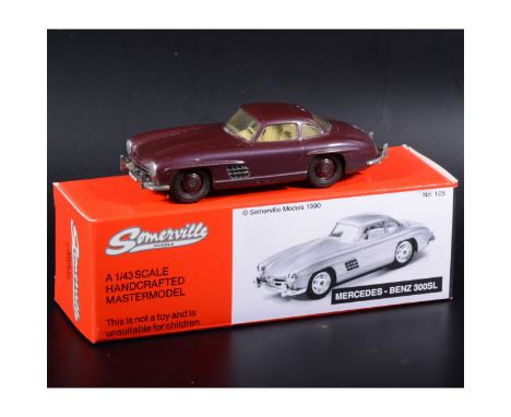 Somerville 1:43 scale white metal model; no.105 Mercedes-Benz 300SL in purple, boxed. Purple was a sample colour that was the