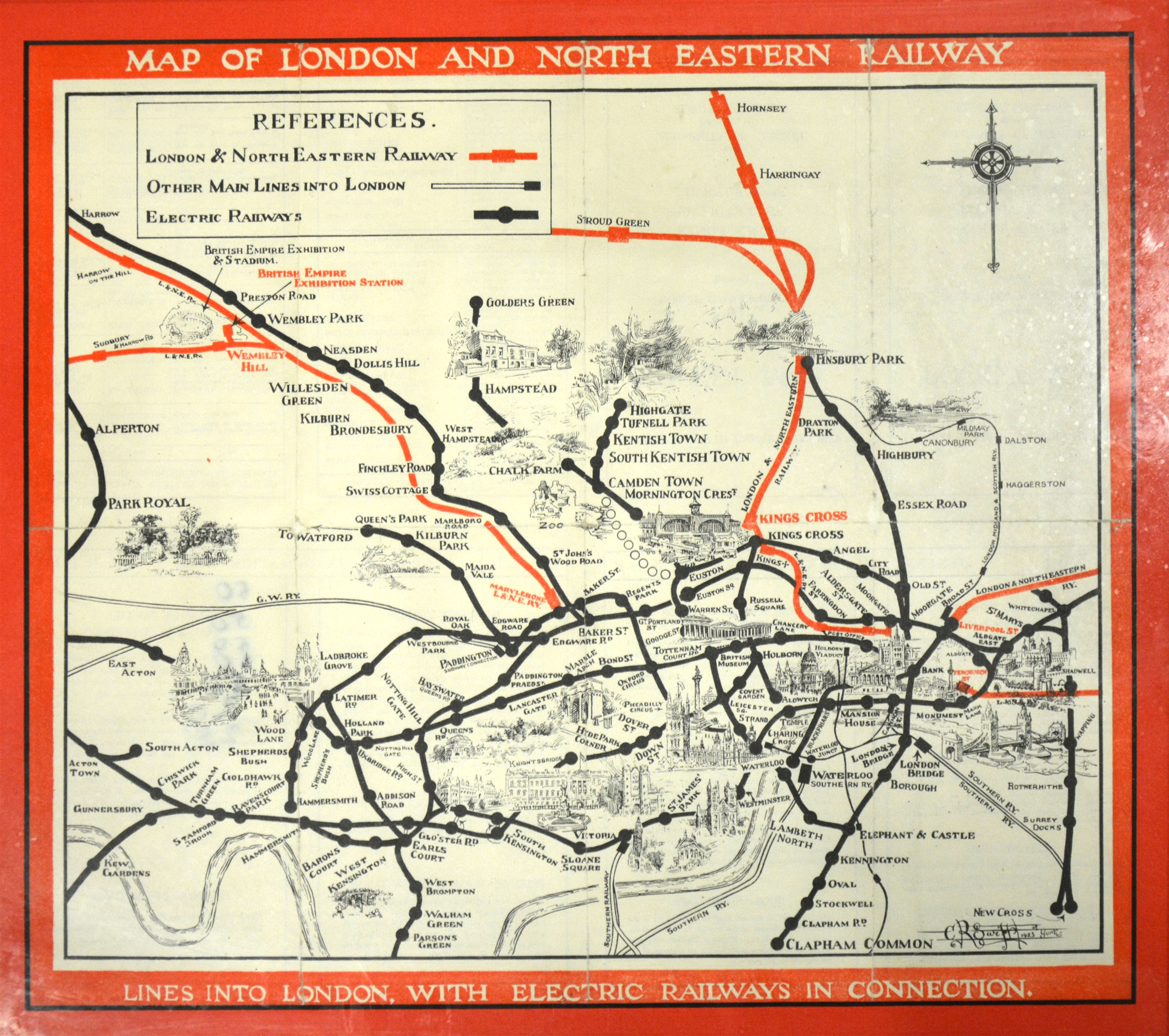 Railway interest; Market Harborough carriage print 20cm x 58cm, 1923 ...