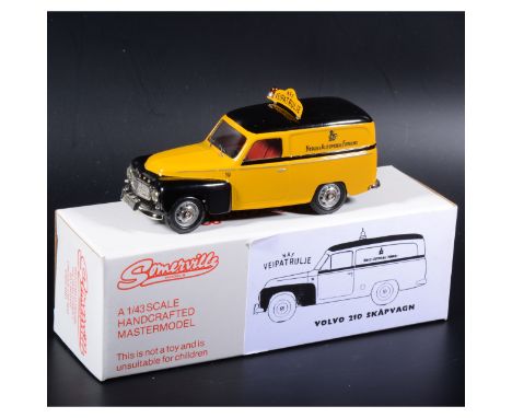 Somerville 1:43 scale white metal model; no.140 Volvo Panel Van, in rare yellow/black 'Norges Automobil-Forbund' transfers, b