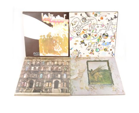 Vinyl LP records; eight to include Led Zeppelin II, Atlantic plum label cat no. 558198m A5/B4, Led Zeppelin III, Atlantic plu