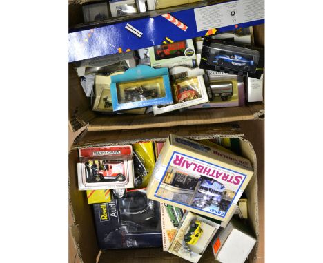 Modern die-cast models; two boxes including Revell, Lledo, Corgi and others, mostly boxed.