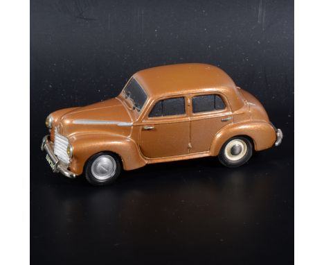 A Somerville wooden mock-up prototype of the no.149 Vauxhall L Type Velox, painted metallic brown with rubber tyres, 10cm. Th