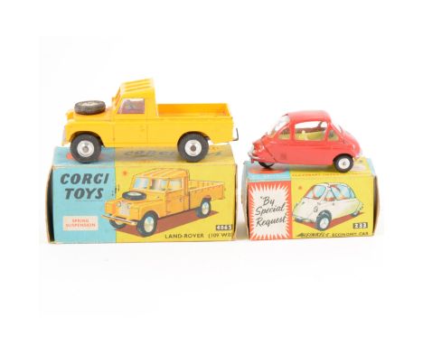 Corgi Toys die-cast models, no.233 Heinkel 'Bubble' economy car, no.4065 Land-rover 109 WB, both boxed. (Qty: 2)