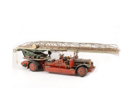 A scratch built model of a Dennis rear pump estate fire engine, no.6, aapproximately1:6 scale, c1931, painted wooden construc