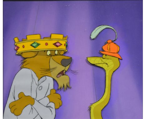 Walt Disney Studios, A celluloid production cel setup from Robin Hood, 1973, depicting King John in is pyjamas while addressi