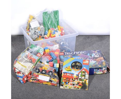 Vintage Lego; a collection of loose parts/brick from Lego Space, Castles, Duplo etc, and a Lego Technic no.8257 Cyber striker