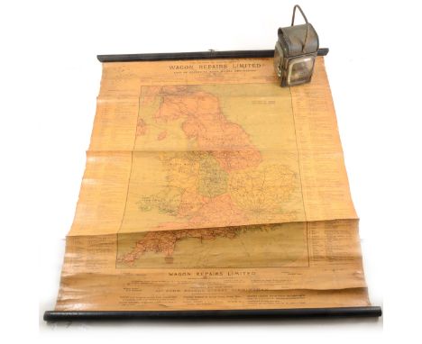 Early 20th Century Railway Map of England and Wales; produced by Wagon Repairs Limited (List of districts, head works and dep