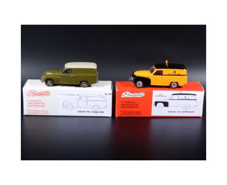 Somerville 1:43 scale white metal models; two no.140 Volvo Panel Van, in rare yellow/black 'Norges Automobil-Forbund' transfe