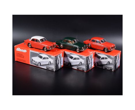 Somerville 1:43 scale white metal models; three no.136 Volvo Amazon 123 GT in red, green and red/white, boxed (Qty: 3)