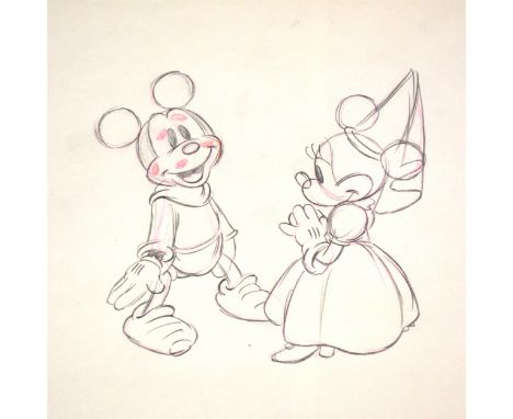 Walt Disney Studios, An animation drawing from Brave Little Tailor , 1938, from the finale of the cartoon short, depicting Mi