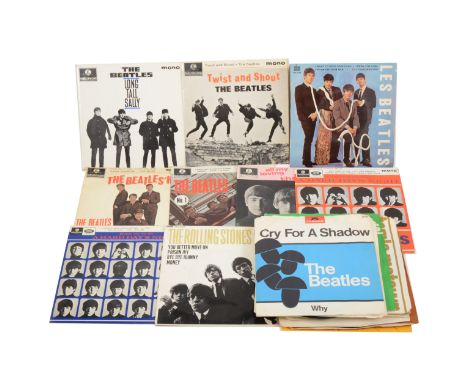 The Beatles and Rolling Stones; twenty two vinyl EP records, some with original sleeves. (Qty: 22)