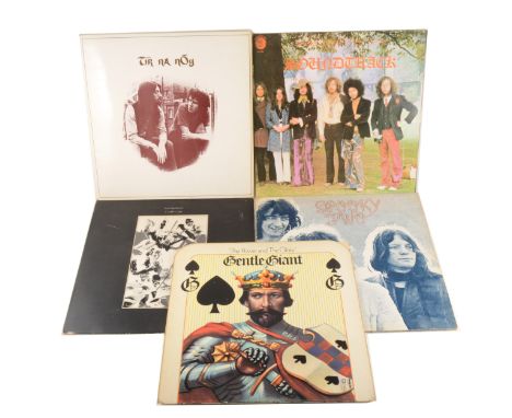 Five vinyl music LP records; Progressive Rock and Progressive Folk music, including; Spooky Two, self titled, pink Island lab