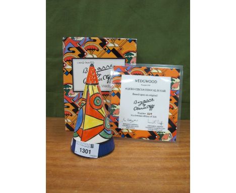 Wedgwood Clarice Cliff 'Sliced Circle' Conical Sugar Castor, limited edition of 500, 13.5cm high, with certificate and box.