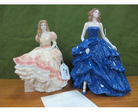 Royal Worcester Figurines Summer Romance 'Claire', 19.5cm high and 'Laura' for Compton &amp; Woodhouse.no chips, cracks or cr