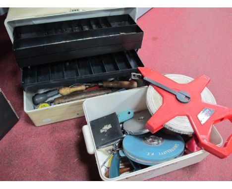 Rabone &amp; Chesterman Tape Measures (4), Rabone spirit level, screwdrivers, other tools.