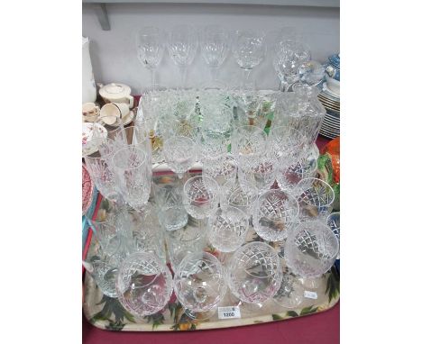 Royal Doulton Glass Ware, wine glasses, Brandy glasses, Whisky glasses, etc:- Two Trays,