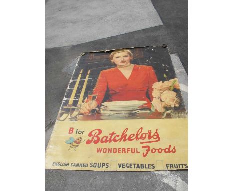 Vintage Advertising; Batchelors Poster, circa mid XX Century, featuring glamorous lady in red dress at dining table, over 'B 