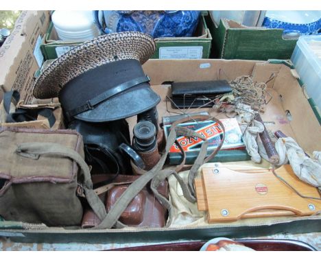 Straw Tram Conductors Hat 'Bon Ton Ivy' - possibly Glasgow, cameras, razors, tin plate blow football players, tie presses, bi