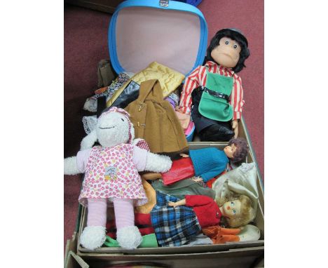 Mattel, (Barbie) Dolls, Sindy labelled clothing, Mr Shifter monkey etc:- One Box.