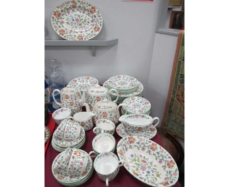 Minton "Haddon Hall" Tea-Dinner Service, plates, cups, saucers, tea pot, coffee pot, etc, sixty pieces.first quality, doesn't