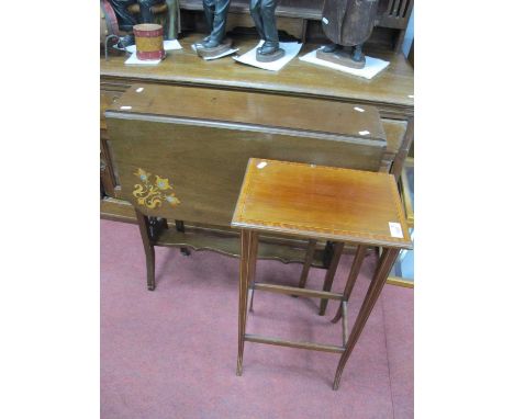 Arts &amp; Crafts Early XX Century Mahogany Sutherland Table, the drop leaves inlaid with stylised flowers, shaped supports; 