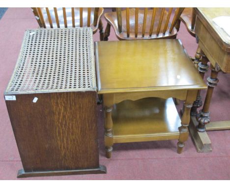 1930S Oak Stool, with Bergeres top, lamp table (2).