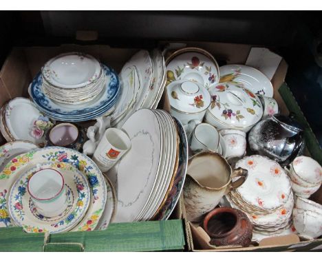 Royal Worcester 'Evesham' Table Pottery, Edwardian tea set, Mason's and other pottery:- Two Boxes.