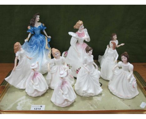 Royal Doulton Figurine of The Year 'Rebecca', 21cm high, 'Gillian', eight smaller - some boxes noted. (10),