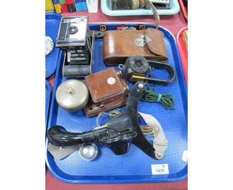 Collier-Marr Hanging Handset/Speaker, a circa 1940's telephone operators black bakelite hands free speaker, an Art Deco style