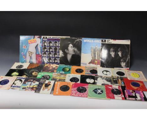 A SELECTION OF MOSTLY BEATLES LP AND SINGLE RECORDS, together with a small selection of Rolling Stones records, approximately