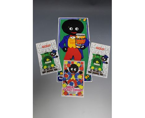 A ROBERTSONS GOLDEN SHRED 'GOLLY' ENAMEL SIGN, good colours, featuring the Golly holding a jar of marmalade, 36 x 16.5 cm, to