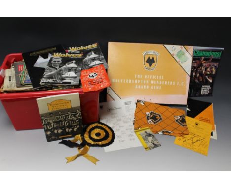 A COLLECTION OF WOLVERHAMPTON WANDERERS RELATED EPHEMERA, to include newspaper cuttings, books and magazines, 1950s and later