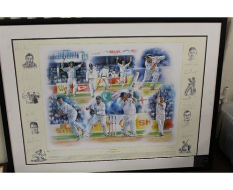 CRICKET INTEREST - A LARGE LIMITED EDITION PRINT TITLED 'VICTORIOUS ENGLAND IN PAKISTAN AND SRI LANKA, WINTER 2001, number 33