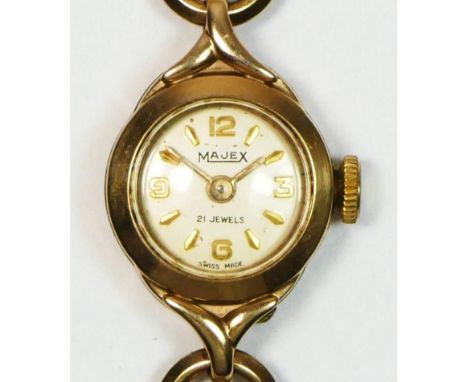 Majex, a 9ct gold ladies manual wind wristwatch12.7gm without movement 