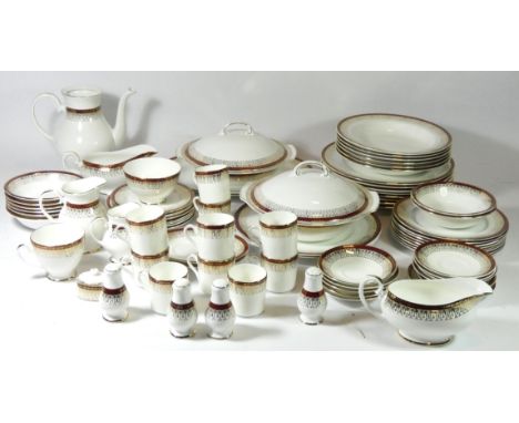 Dinnerware by Royal Grafton 'Majestic' patterned, comprising of dinner plates, side plates, coffee pot &amp; mugs, lidded tur