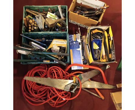 A collection of hand tools, power tools and garden equipment, to include a Mac Allister reciprocating saw, a Black &amp; Deck