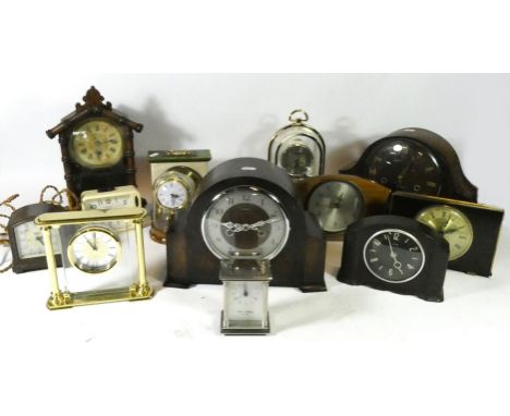 A collection of manual wind and quartz mantel clocks, makers to include - Smiths, Elliott and Metamec. (3) 