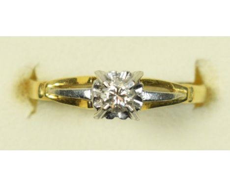 An 18ct gold single brilliant cut diamond ring, K, 2.8gm 