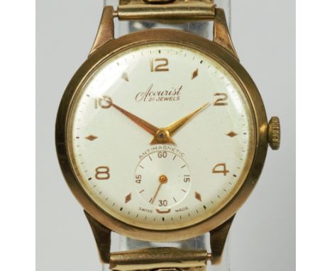 Accurist, a 9ct gold manual wind gentleman's wristwatch, Edinburgh 1958, 21 jewel movement, 32mm 