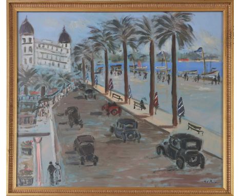 HENRY SAINT-CLAIR (1899 Arras - 1990 Sotteville) Gouache auf Karton, "Vue de Cannes", unten rechts in Öl signiert "H. St. Cla