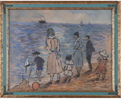 HENRY SAINT-CLAIR (1899 Arras - 1990 Sotteville) Öl auf Karton, "Familie am Strand", unten rechts in Öl signiert "H. St. Clai