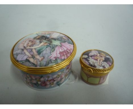 TWO ROYAL WORCESTER FLOWER FAIRY TRINKET BOXES
