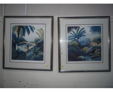 NICOLETTE JELEN (XX-XXI), two framed signed Limited Edition prints, 'The Hidden Garden' 121/125 and 'Garden Pond II' 99/125, 