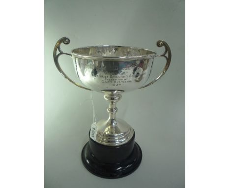 A SILVER TWO HANDLED TROPHY, inscribed 'Sutton Coldfield Canine Society Webb Cup for Best Sporting Bitch or Dog Presented by 