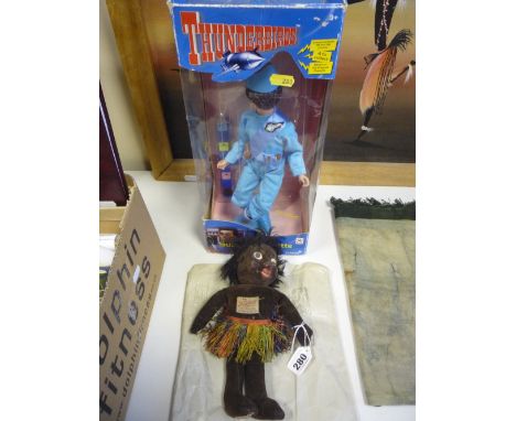 A CHAD VALLEY MAN FRIDAY PLUSH DOLL, c.1930's, height approximately 25cm, plastic eyes, painted features, complete with grass