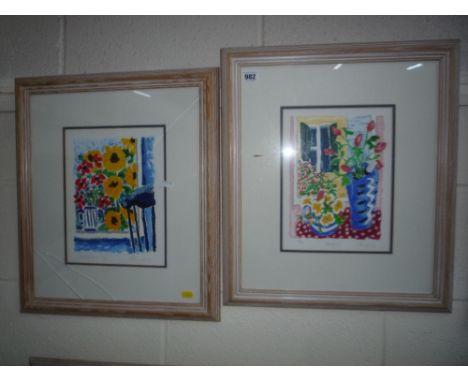 CATLIN WHITING, two framed signed Limited Edition prints, 'Sunflower I' 173/250 and 'Scala I' 243/250, each approximately 28c